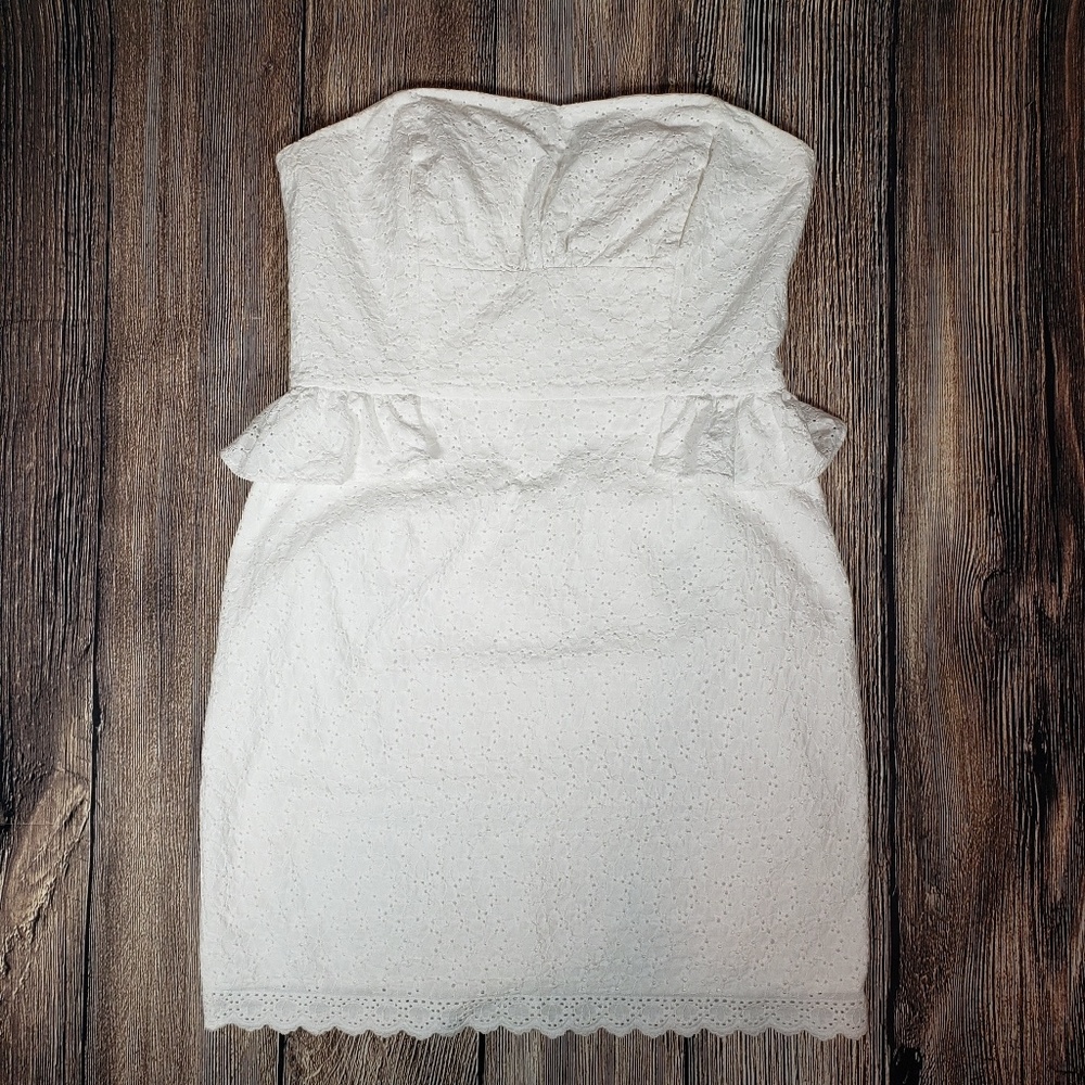 Lilly Pulitzer Maybell white eyelet peplum dress 6